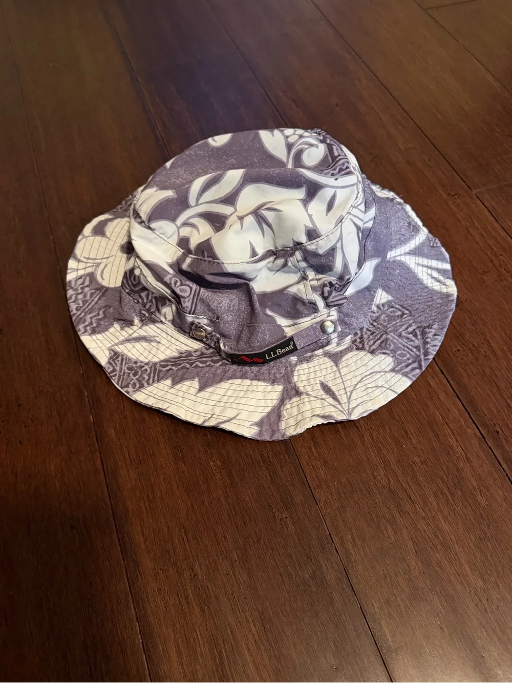 L.L. Bean Gray and White Floral Bucket Hat